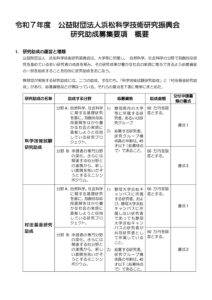 研究助成募集要項概要のサムネイル